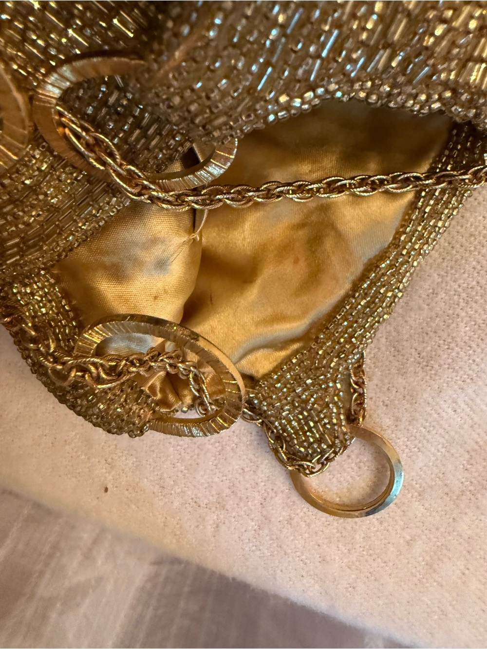 Walborg Gold Beaded Clutch with Chain Strap - Picture 11 of 13